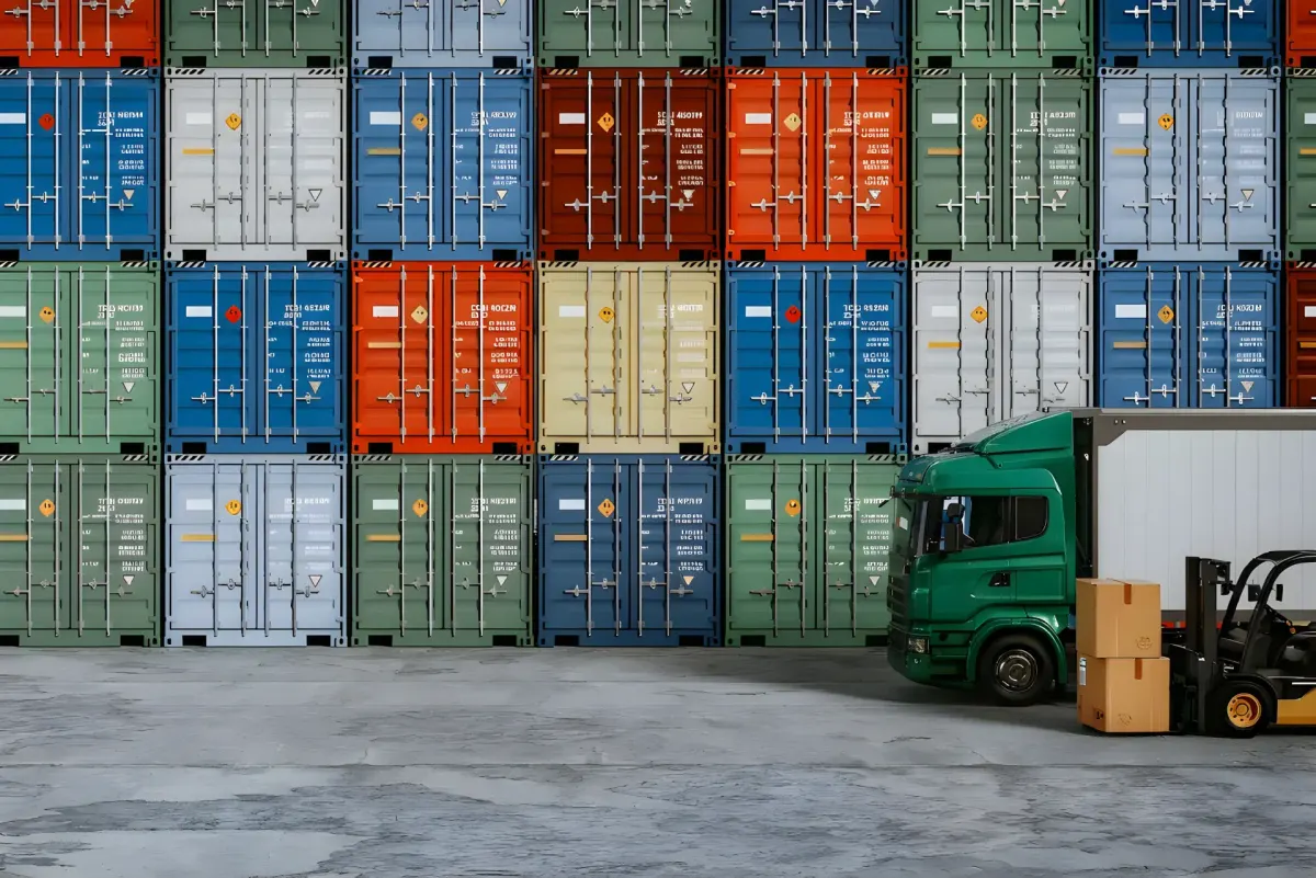 Shipping yard where orders are loaded and dispatched for global delivery